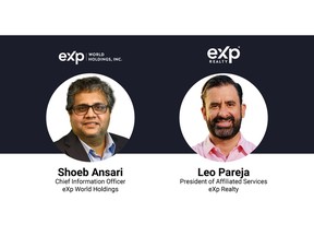 eXp World Holdings Names Shoeb Ansari as Chief Information Officer and Leo Pareja as President of Affiliated Services for eXp Realty