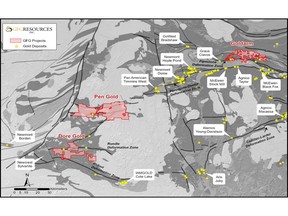 Regional Map of GFG Gold Projects in the Timmins Gold District