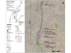 Figure 1: Tróia Target Plan Map, highlighting trench locations and assays.
