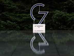A sign is pictured during the G7 leaders summit at the Bavarian resort of Schloss Elmau castle, near Garmisch-Partenkirchen, Germany, June 27, 2022.