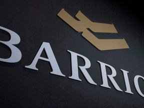 Barrick Gold logo is seen during the company's annual general meeting in Toronto on Tuesday, April 28, 2015. Barrick Gold Corp. says it has sold its 8.5 per cent stake in Perpetua Resources Corp.