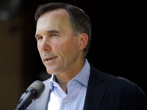Finance Minister Bill Morneau during a press conference in Toronto.