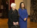 Canadian Deputy Prime Minister and Minister of Finance Chrystia Freeland on the right and United States Treasury Secretary Janet Yellen ahead of a meeting in Toronto.