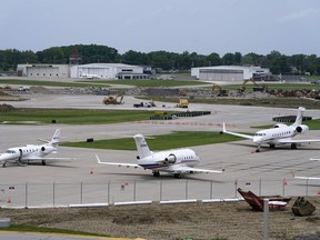 FILE - Planes sit on the tarmac at the Des Moines International Airport, Monday, June 13, 2022, in Des Moines, Iowa. With an eye on the upcoming July Fourth weekend, airlines are stepping up their criticism of federal officials over recent widespread flight delays and cancellations. The industry trade group Airlines for America said Friday, June 24, 2022, that understaffing at the Federal Aviation Administration is crippling traffic along the East Coast.