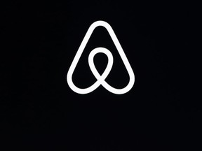 FILE - This Feb. 22, 2018, file photo, shows an Airbnb logo during an event in San Francisco. Airbnb says it's making its party ban permanent. The short-term-rental company said Tuesday, June 28, 2022 that the temporary ban it put into effect in 2020 is working, so it decided to make it permanent.