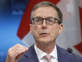 Governor of the Bank of Canada Tiff Macklem speaks at a press conference in Ottawa on Thursday, June 9, 2022. Economists say the Federal Reserve raising its key interest rate by three-quarters of a point, increases the odds of the Bank of Canada following suit next month.