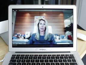 speaks during a Standing Committee on Industry, Science and Technology meeting on front-line grocery store workers as seen on a laptop computer in Ottawa, on July 10, 2020.