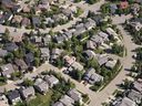An aerial view of housing is shown in Calgary on June 22, 2013.