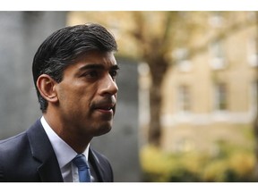 Rishi Sunak, U.K. chancellor of the exchequer, arrives for a weekly meeting of cabinet ministers in London, U.K., on Tuesday, Nov. 10, 2020. The U.K.'s House of Lords rejected government plans to break international law over Brexit, putting the onus back on Prime Minister Boris Johnson, who immediately vowed to push ahead with the legislation.