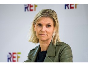 Agnes Pannier-Runacher, France's industry minister, during the Mouvement des entreprises de France (MEDEF) business conference at Longchamp racecourse in Paris, France, on Thursday, Aug. 19, 2021. French economic policy should shift to address the challenges of the climate transition for industry and employment, and focus less on the Covid-19 pandemic, the chief economist of the country's treasury said.