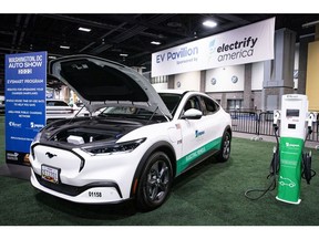 A Potomac Electric Power Co. (Pepco) Ford Motor Mustang during the Washington Auto Show in Washington, D.C., U.S., on Friday, Jan. 21, 2022. The auto show, designated as one of the nation's top five auto shows by the International Organization of Motor Vehicle Manufacturers, runs from January 21-30. Photographer: Al Drago/Bloomberg