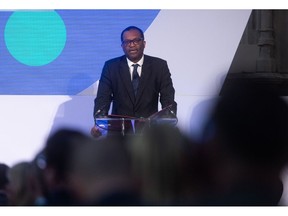 Kwasi Kwarteng, U.K. business minister, speaks during the IFGS 2022 summit at the Guildhall in London, U.K., on Monday, April 4, 2022. Innovate Finance's Global Summit -- part of U.K. Fintech Week -- aims to showcase Britain's financial technology sector and its global ambitions.