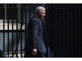 Brandon Lewis, UK Northern Ireland secretary, departs Downing Street following a cabinet meeting in London, UK, on Tuesday, May 17, 2022. The UK will lay out its plan to amend its post-Brexit trade deal Tuesday in a direct challenge to the European Union, which is insisting that Prime Minister Boris Johnson must honor the agreement he signed.
