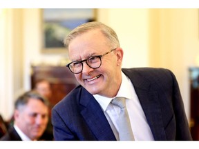 Anthony Albanese, Australia's prime minister and leader of the Labor Party, during a ceremony at the Government House in Canberra, Australia, on Monday, May 23, 2022. Albanese has been sworn in as Australia's 31st prime minister in a short ceremony in Canberra on Monday, taking office with a promise of swift action on climate change, greater gender equality and improved wage growth.