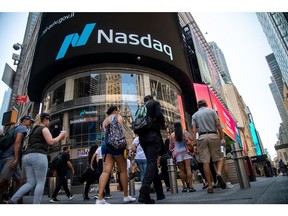 The Nasdaq MarketSite in the Times Square neighborhood of New York, U.S., on Tuesday, May 31, 2022. The S&P 500 defied bear market status just over a week ago and is set to finish May roughly where it started. Photographer: Michael Nagle/Bloomberg