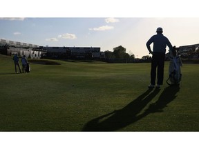 Charl Schwartzel of South Africa waits to plays his third shot from the 18th fairway during the LIV Golf Invitational at The Centurion Club on June 11, 2022 in St Albans, England.