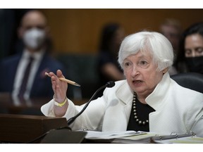 Janet Yellen, US Treasury secretary, speaks during a Senate Finance Committee hearing in Washington, D.C., US, on Tuesday, June 7, 2022. Yellen, worried by the specter of inflation, initially urged Biden administration officials to scale back the $1.9 trillion American Rescue Plan by a third, according to an advance copy of a biography on the Treasury secretary.