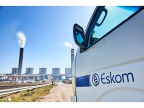 A corporate vehicle outside the Kusile coal-fired power station, operated by Eskom Holdings SOC Ltd., in Delmas, Mpumalanga province, South Africa, on Wednesday, June 8, 2022. The coal-fired plant's sixth and last unit is expected to reach commercial operation in two years, with the fifth scheduled to be done by December 2023. Photographer: Waldo Swiegers/Bloomberg
