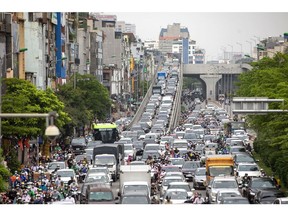 Traffic on Truong Chinh Street in Hanoi, Vietnam, on Saturday, June 11, 2022. Asian stocks posted modest declines as sentiment improved from earlier in the week, with Chinese shares rising after domestic economic data showed pockets of recovery.