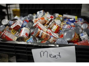 Pallets of donated canned goods at the Dare to Care Food Bank in Louisville, Kentucky, US, on Thursday, June 16, 2022. International development agencies, prodded by US Treasury Secretary Janet Yellen, have unveiled an action plan for addressing a growing global food crisis worsened by Russia's invasion of Ukraine.
