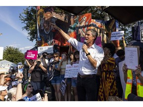 Beto O'Rourke, Democratic gubernatorial candidate for Texas, speaks during a Rally For Reproductive Freedom in Austin, Texas, US, on Sunday, June 26, 2022. The US Supreme Court overturned the 1973 Roe v. Wade decision and wiped out the constitutional right to abortion, issuing a historic ruling likely to render the procedure largely illegal in half the country and further polarize a deeply divided nation.