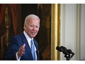 US President Joe Biden speaks during a Medal of Honor ceremony in the East Room of the White House in Washington, D.C., US, on Tuesday, July 5, 2022. The medals were awarded for acts of gallantry and intrepidity above and beyond the call of duty while serving in Vietnam.