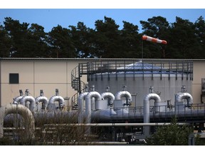 The gas receiving compressor station of the Nord Stream 1 natural gas pipeline in Lubmin, Germany, on Monday, July 11, 2022. Russian natural gas shipments to Europe via the Nord Stream pipeline to Germany are due to stop on Monday because of planned annual maintenance.