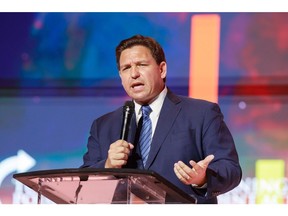 Ron DeSantis, governor of Florida, speaks during the Turning Point USA Student Action Summit in Tampa, Florida, US, on Friday, July 22, 2022. Turning Point USA annual Student Action Summit invites thousands of student activists to listen to guest speakers, receive activism and leadership training, and participate in a series of networking events with political leaders and activist organizations.