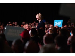 Liz Truss during the first Conservative Party leadership hustings in Leeds, UK, on July 28. Photographer: Anthony Devlin/Bloomberg