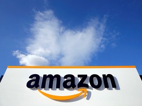 Amazon's logo at a logistics facility in France.