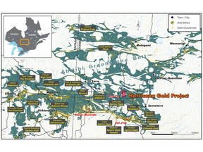 Figure 1 - Harricana Project benefits from an exceptional location, close to operating mines, in the Abitibi Greenstone Belt