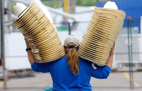 Holly Middel sets up her shop at Stampede Park.