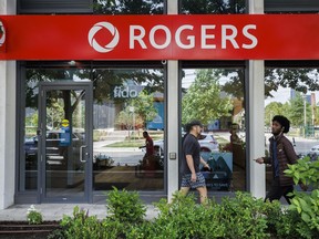A Rogers wireless store in Toronto amid a country wide outage of the telecommunication company's services, Friday, July 8, 2022.&ampnbsp;Questions remain as Rogers Communications continues to restore service after a network outage that affected customers across the country.