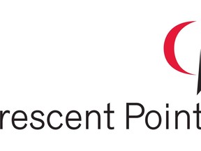 Crescent Point Energy Corp. says it had a net income of $331.5 million in the second quarter, down from a $2.1 billion net income for the same quarter last year when earnings were boosted by a large reversal of a non-cash impairment. The corporate logo of Crescent Point Energy Corp. is shown.