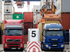 A shipping container sits on a freight truck during loading on the dockside at Barcelona Europe South Terminal (BEST) in Barcelona, Spain. The country, along with Italy and France reported higher-than-expected GDP for the second quarter. However, growth in Germany, the euro zone's largest economy, stagnated in the same period.