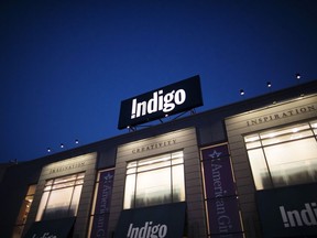 Signage for Indigo Books & Music in front of a store on Yorkdale Mall in Toronto.