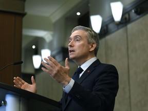 Minister of Innovation, Science and Industry Francois-Philippe Champagne speaks during an announcement on Parliament Hill in Ottawa, on Thursday, June 16, 2022.