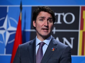 Prime Minister Justin Trudeau at the NATO summit at the Ifema congress centre in Madrid.