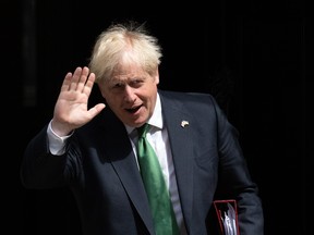 Britain's outgoing Prime Minister, Boris Johnson, leaving 10 Downing Street in London, England.