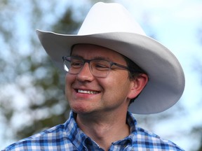 Pierre Poilievre during the Conservative Party of Canada Stampede BBQ event held at Heritage Park in Calgary.