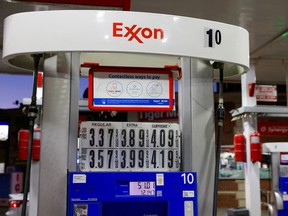 A gasoline pump at an Exxon gas station in Brooklyn, New York City.