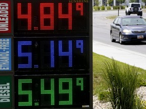 FILE - Gasoline prices are shown at a gas station on June 9, 2022, in Salt Lake City. The average U.S. price of regular-grade gasoline plunged 19 cents over the past two weeks to $4.86 per gallon. Industry analyst Trilby Lundberg of the Lundberg Survey said Sunday, July 10, 2022, that the continued decline comes as crude oil costs also fall.