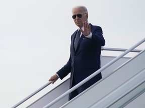 President Joe Biden arrives at King Abdulaziz International Airport, Friday, July 15, 2022, in Jeddah, Saudi Arabia.