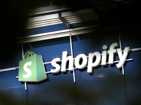 Shopify's logo outside its headquarters in Ottawa.