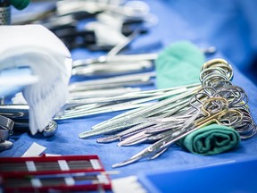 Surgical instruments ready and displayed for surgery at Kingston General Hospital in Kingston, Ont. Wait lists for procedures in Canada are causing a lot of suffering for patients.