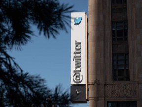 The Twitter logo outside its headquarters in San Francisco.