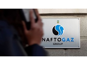 The logo of national oil and gas company Naftogaz. Photographer: STR/NurPhoto/Getty Images