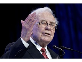 Warren Buffett, chairman and chief executive officer of Berkshire Hathaway Inc., speaks at the Goldman Sachs 10,000 Small Businesses Summit in Washington, D.C., U.S., on Tuesday, Feb. 13, 2018. Goldman's 10,000 Small Businesses is an investment that brings economic opportunity and assists entrepreneurs to create jobs by providing better access to education, capital and business support services.