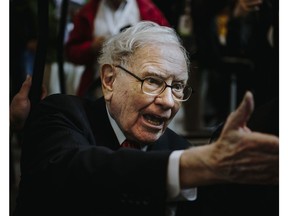 Warren Buffett, chairman and chief executive officer of Berkshire Hathaway Inc., speaks to members of the media during a shareholders shopping day ahead of the Berkshire Hathaway annual meeting in Omaha, Nebraska, U.S., on Friday, May 3, 2019. Buffett's Berkshire Hathaway agreed earlier this week to make the investment in Occidental to help the oil producer with its $38 billion bid for Anadarko Petroleum Corp. Photographer: Houston Cofield/Bloomberg