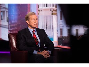 Tom Steyer, co-founder of NextGen Climate Action Committee and 2020 Democratic presidential candidate, listens during a Bloomberg Television interview in New York, U.S., on Thursday, Nov. 14, 2019. Steyer explained why he supports the wealth tax.